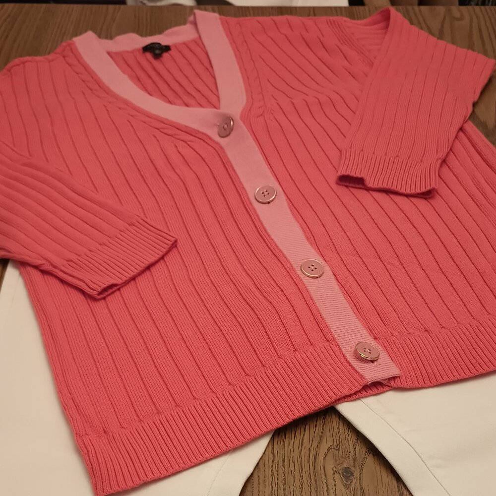 Talbots Size XL Coral and Pink Cardigan Sweater